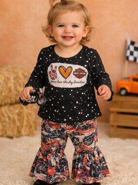Girl Stylish Harley-Davidson Inspired Set – NWT – Size XXS (6–12 Months)